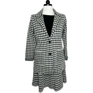 Houndstooth Blazer & Skirt Suit Set